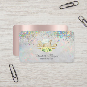 Carte De Visite Outils de boulangerie holographiques à confettis c