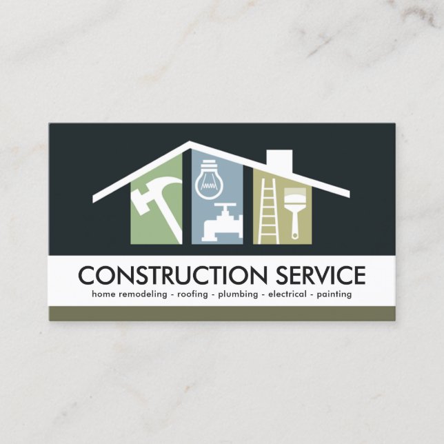 Carte De Visite Outils de bricolage créatifs Toit de construction (Devant)