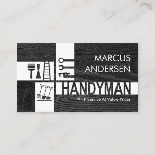 Carte De Visite Outils de bricoleur silhouette sur bois