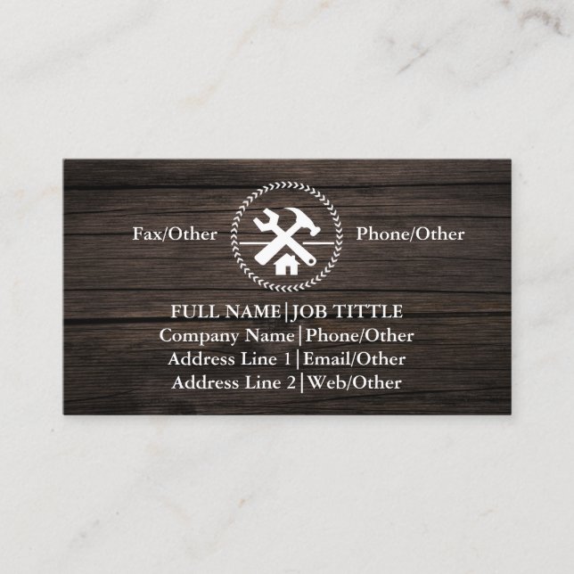 Carte De Visite Outils de charpentier de construction professionne (Devant)