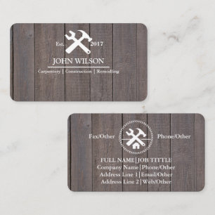 Carte De Visite Outils de charpentier de construction professionne