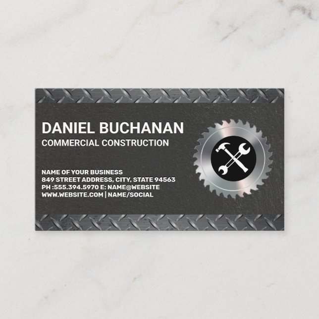 Carte De Visite Outils de construction | Acier plaqué diamant (Devant)