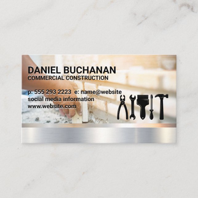 Carte De Visite Outils de construction | Couche de brique (Devant)
