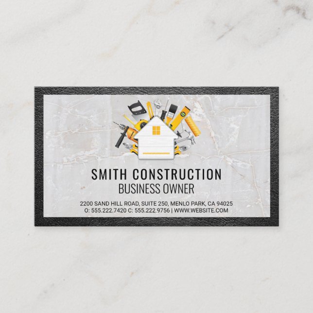 Carte De Visite Outils de construction | Cuir et pierre (Devant)