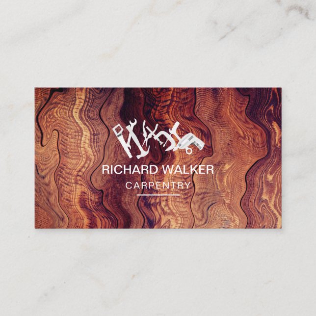 Carte De Visite Outils de construction de menuiserie en bois (Devant)