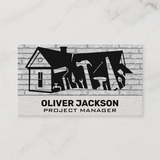 Carte De Visite Outils de construction | Mur en briques | Construc (Devant)