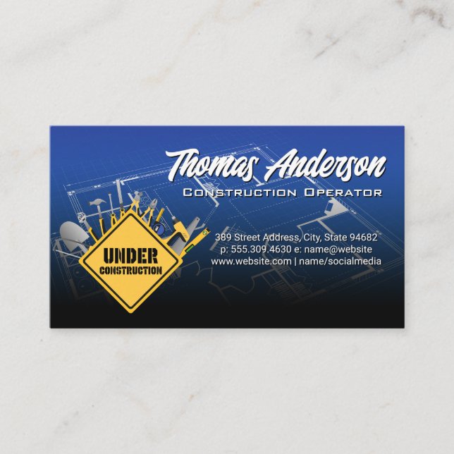 Carte De Visite Outils de construction | Plan directeur (Devant)