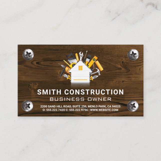 Carte De Visite Outils de construction | Vis bois et métal (Devant)