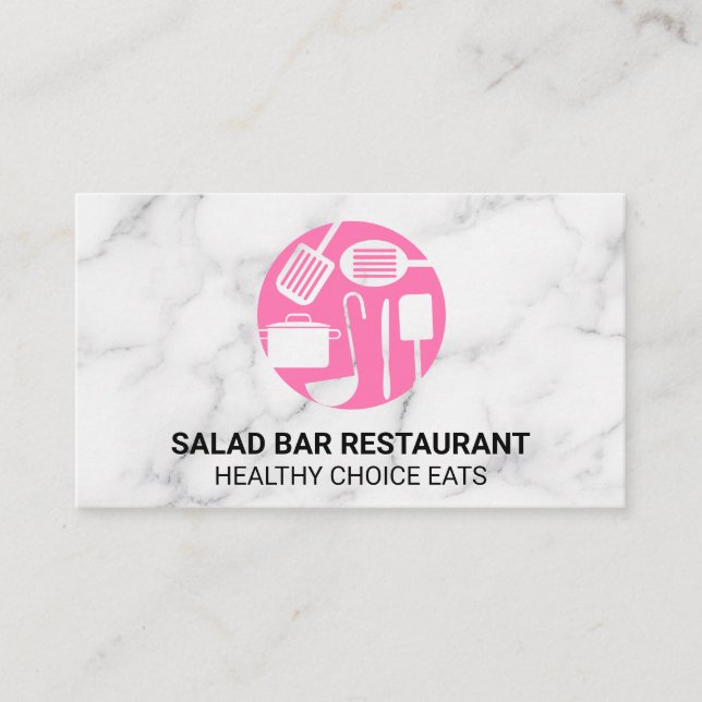 Carte De Visite Outils de cuisine rose | Marbre (Devant)