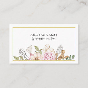 Carte De Visite Outils de cuisson à l'aquarelle du chef pâtissier 