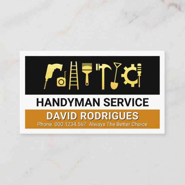 Carte De Visite Outils de Handyman en Or Couches (Devant)