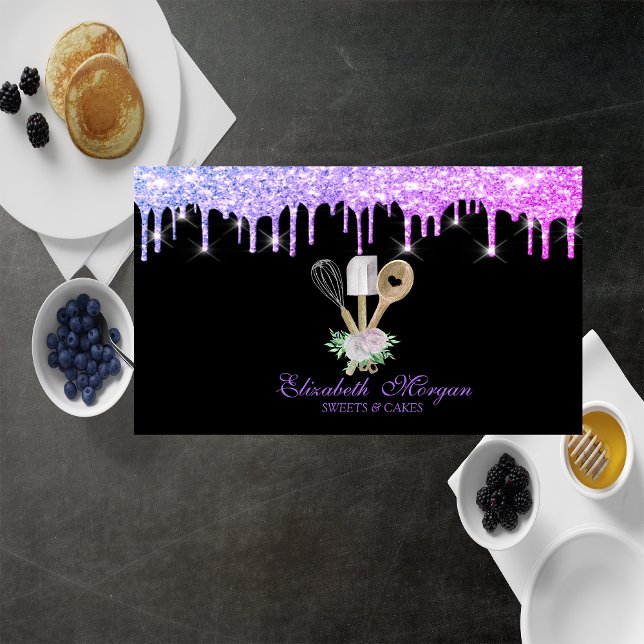 Carte De Visite Outils de main de pâtisserie de boulangerie Fleurs (Créateur téléchargé)