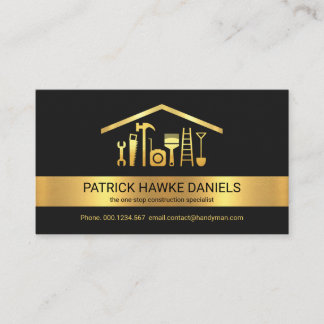 Carte De Visite Outils de main-main Creative Gold Stripe sur le to