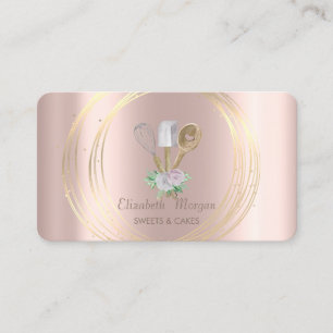 Carte De Visite Outils de main pour pâtisserie Rose Gold, Cercles 