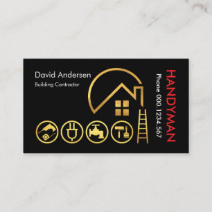 Carte De Visite Outils de main pour toit Gold Sun Building