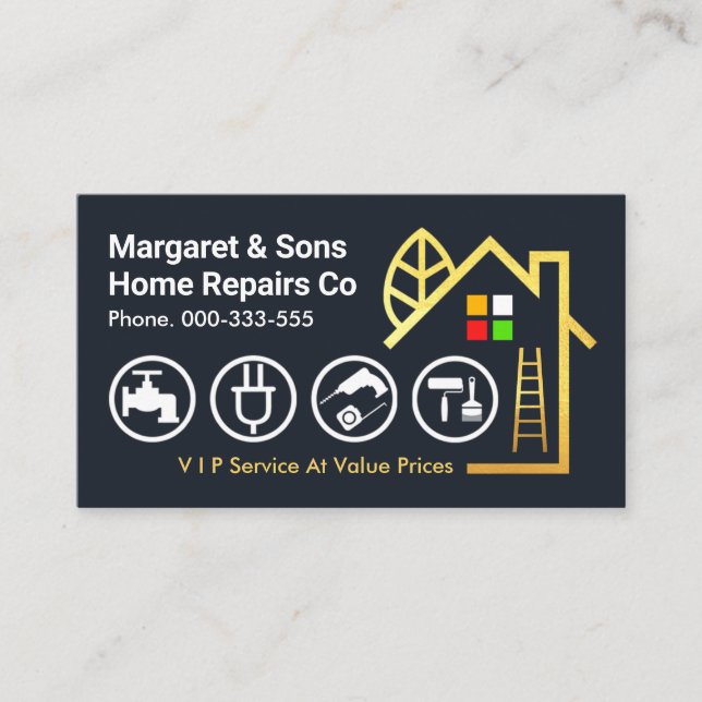 Carte De Visite Outils de manuel Creative Gold Building (Devant)