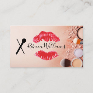 Carte De Visite Outils de Maquillage Tache de Baiser de Rouge à