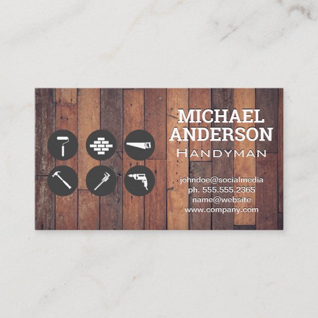 Carte De Visite Outils de menuiserie | Bois (Devant)