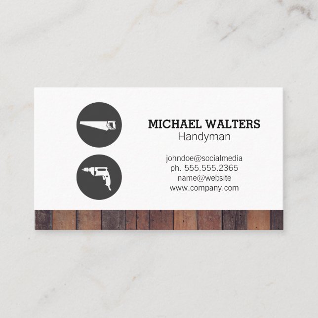 Carte De Visite Outils de menuiserie | Construction Builder (Devant)