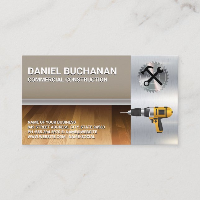 Carte De Visite Outils de menuiserie | Construction intérieure (Devant)