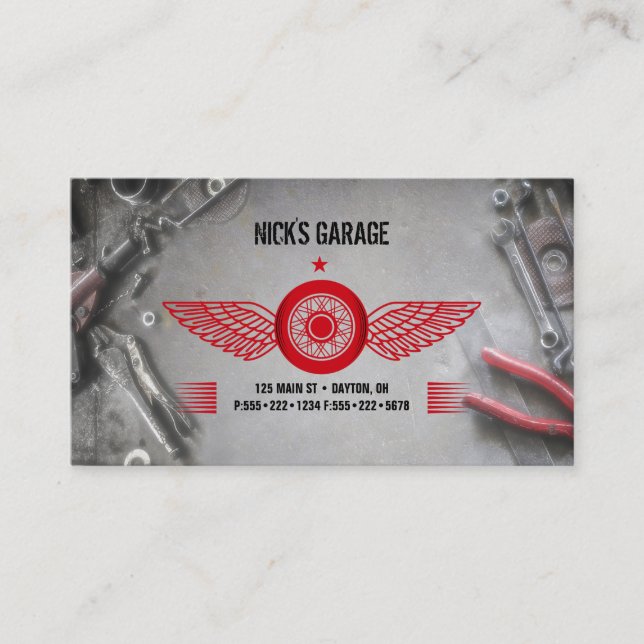 Carte De Visite Outils de moto automobile Réparer le logo de garag (Devant)