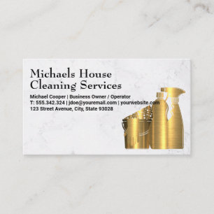 Carte De Visite Outils de nettoyage de la maison   Or   Texture de