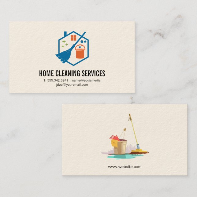 Carte De Visite Outils de nettoyage | Services à domicile (Devant / Derrière)
