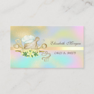 Carte De Visite Outils de pâtisserie cupcake pailleté or Coloré