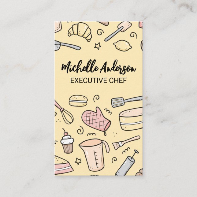 Carte De Visite Outils de pâtisserie et ingrédients (Devant)