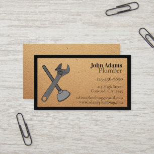 Carte De Visite Outils de plomberie sur papier d'artisanat