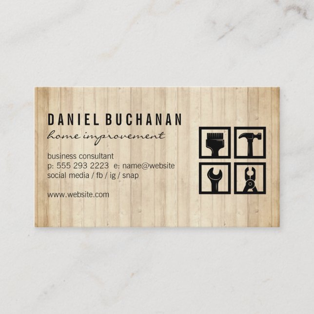 Carte De Visite Outils de réparation à domicile | Menuiserie (Devant)
