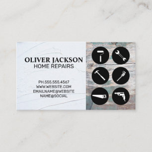 Carte De Visite Outils de réparation à domicile   Stuc   Bois
