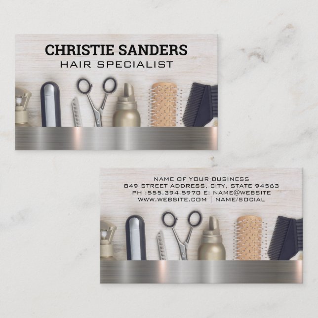 Carte De Visite Outils de salon de cheveux | Beauté (Devant / Derrière)