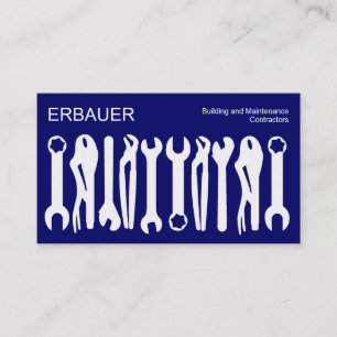 Carte De Visite Outils du commerce - Blanc sur Bleu foncé 000066