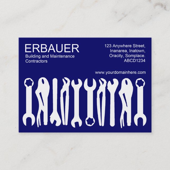 Carte De Visite Outils du commerce (Chubby) - Blanc sur bleu foncé (Devant)