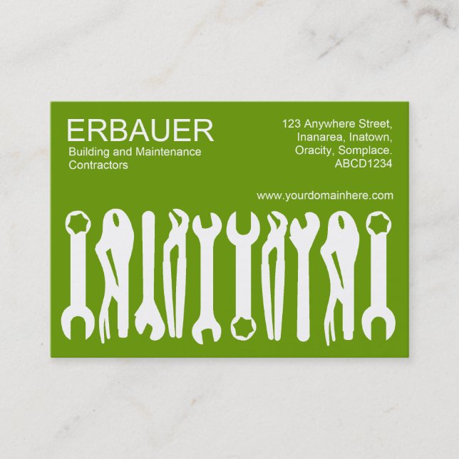 Carte De Visite Outils du commerce (Chubby) - Blanc sur vert (Devant)