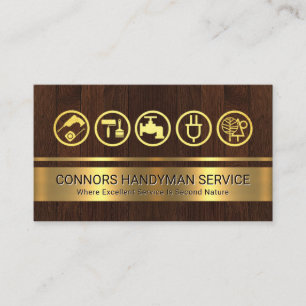 Carte De Visite Outils Gold sur bois