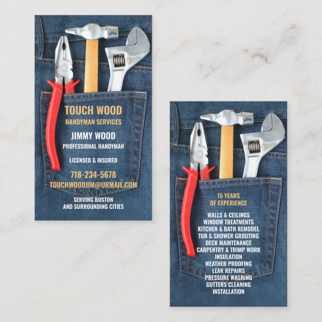 Carte de visite Outils Handyman (Devant / Derrière)