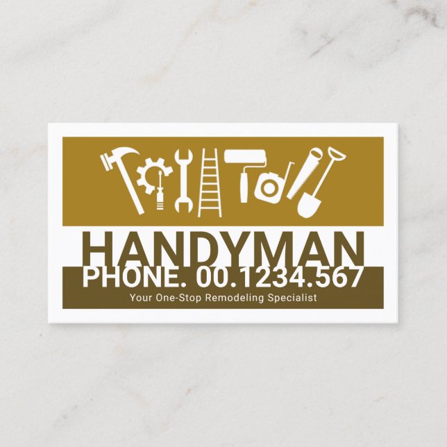 Carte De Visite Outils Handyman Brown Calques Rénovation à domicil (Devant)
