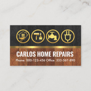 Carte De Visite Outils Handyman Sur Bois De Bois