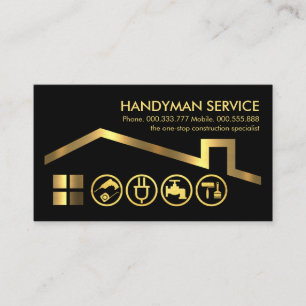 Carte De Visite Outils Handyman Sur Le Toit Or