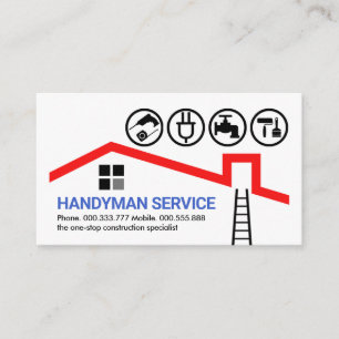 Carte De Visite Outils Handyman Sur Le Toit Rouge