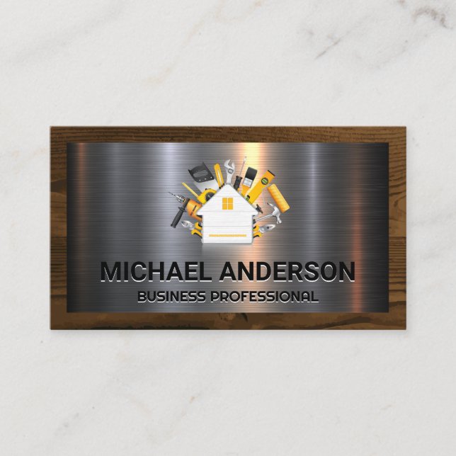 Carte De Visite Outils main de construction | Métal aluminium | Bo (Devant)