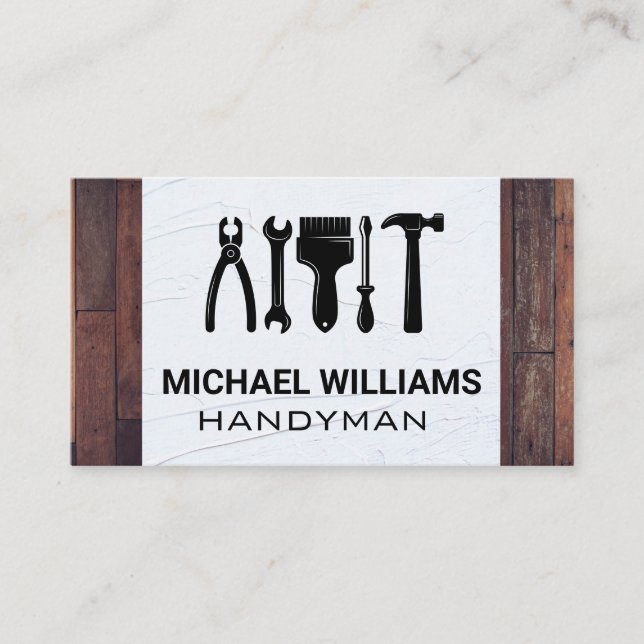 Carte De Visite Outils main de menuiserie matérielle | Bois (Devant)