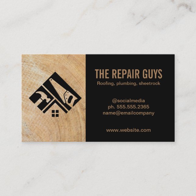 Carte De Visite Outils main | Handyman | Logo de construction (Devant)