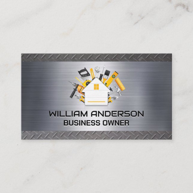 Carte De Visite Outils main | Logo de réparation à domicile | Acie (Devant)