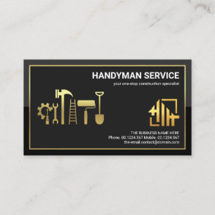 Carte De Visite Outils Manyman pour cadre or élégant Accueil Logo