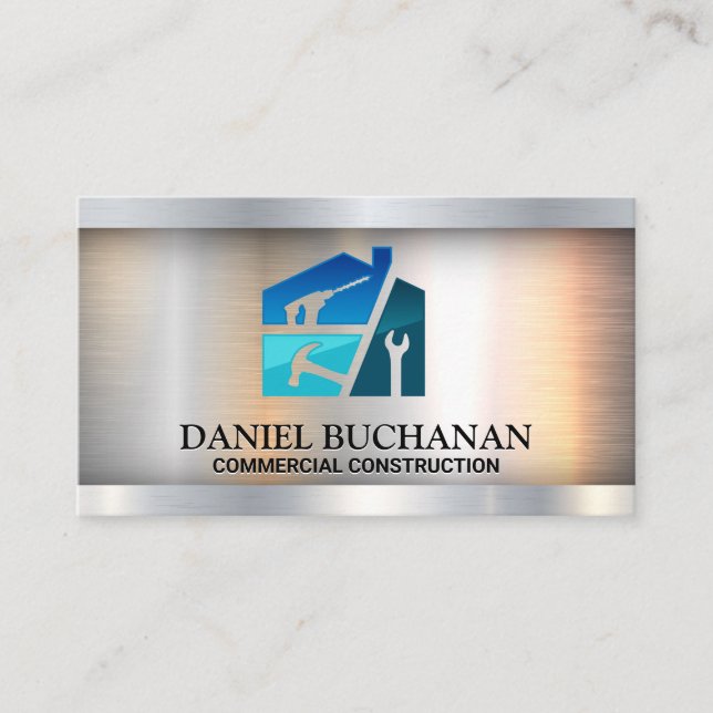 Carte De Visite Outils matériels | Col bleu charpentier | Construc (Devant)