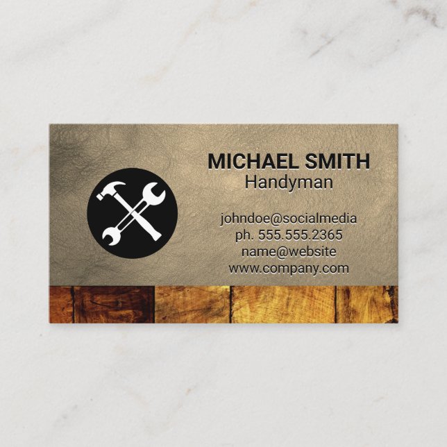 Carte De Visite Outils matériels | Construction | Cuir en bois (Devant)