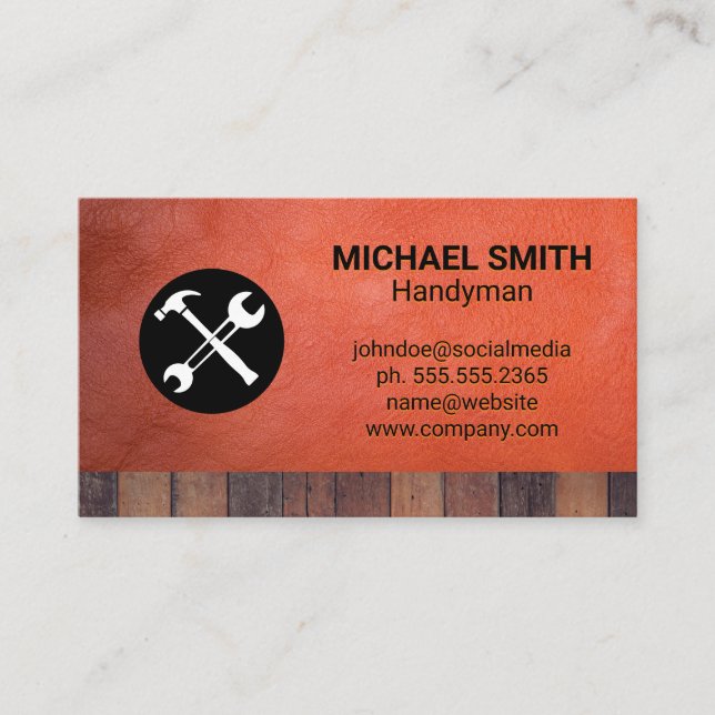 Carte De Visite Outils matériels | Construction | Cuir en bois (Devant)